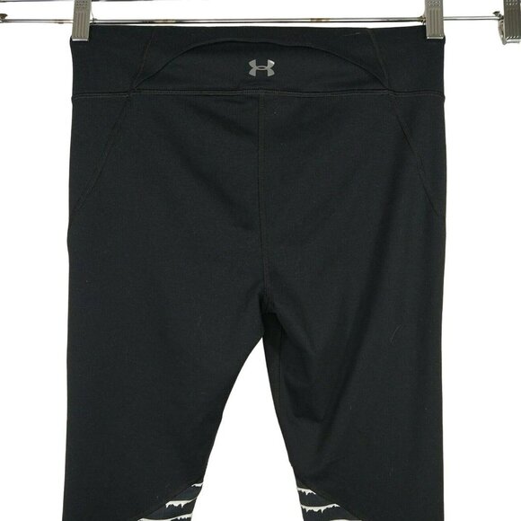 Under Armour Fitted Leggings Pants Women Size M Black White Athletic Gym Running - Picture 5 of 5